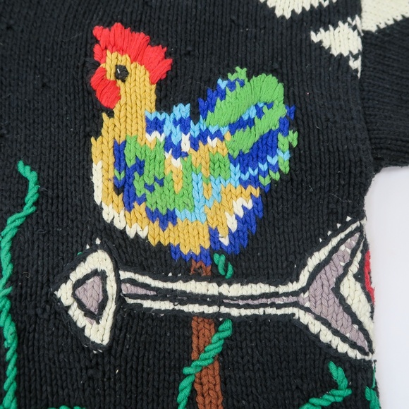 Vintage 90s Just Better Sweater designs by Lisa Coufal Rooster Cardigan Sweater - Picture 9 of 15